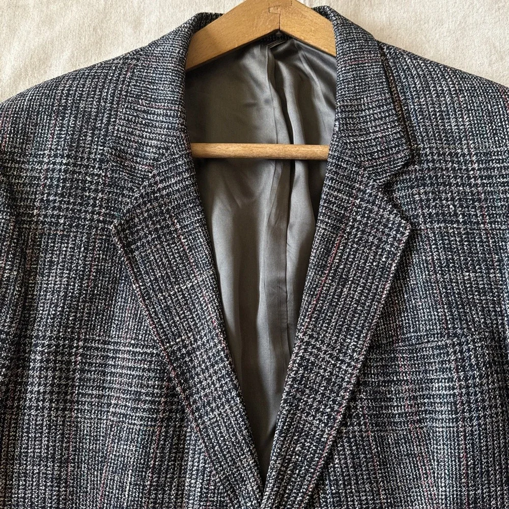 VTG Christian Dior Monsieur Blazer Jacket Mens 40R 100% Silk Plaid Check